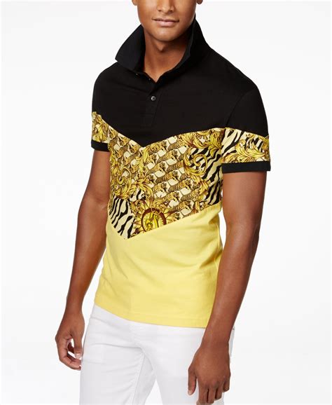 versace men's printed polo|Versace collection men shirt sale.